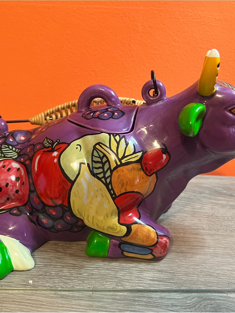 Cow Parade Decorative Purple Ceramic Cow Teapot by Holdings Corp